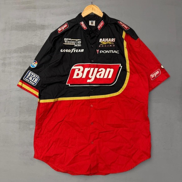 Vintage Exquisite Designs NASCAR Pit Crew Racing Shirt Black Red Pontiac XL